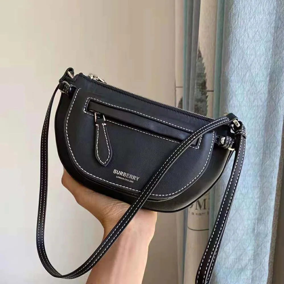Burberry Mini Leather Double Olympia Bag for Women in Black Burberry Mini Leather Double Olympia Bag for Women in Black