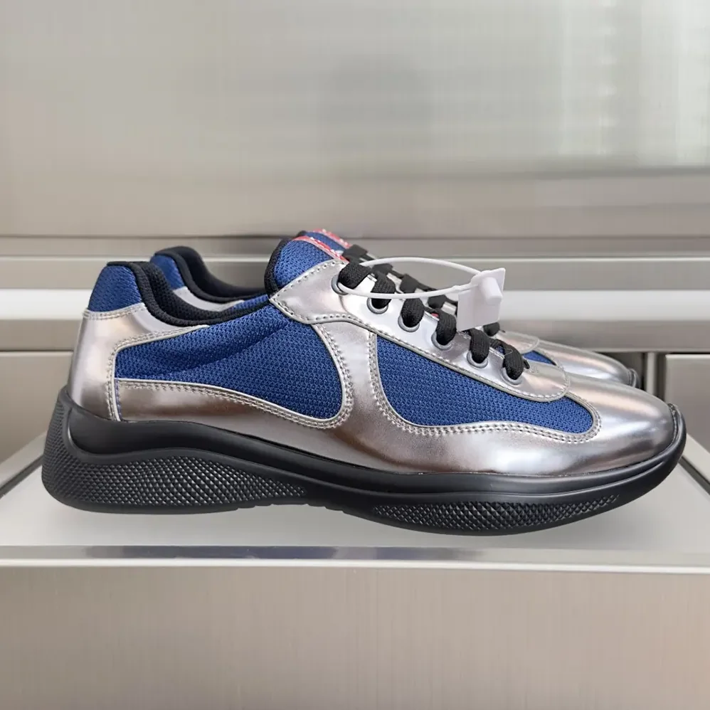 Prada Patent Leather And Technical Fabric Prada America'S Cup Sneakers for Unisex in Navy Prada Patent Leather And Technical Fabric Prada America'S Cup Sneakers for Unisex in Navy