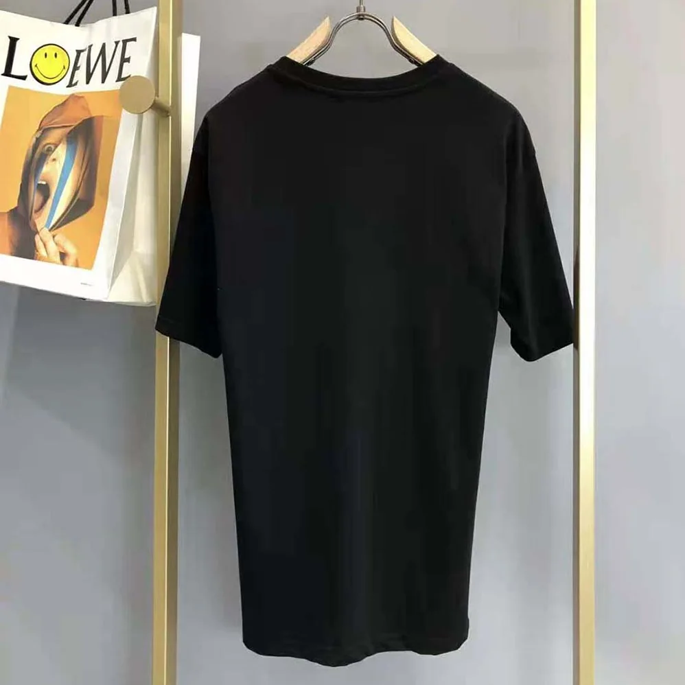 Prada Cotton T-shirt with Nylon Pocket for Men in Black
