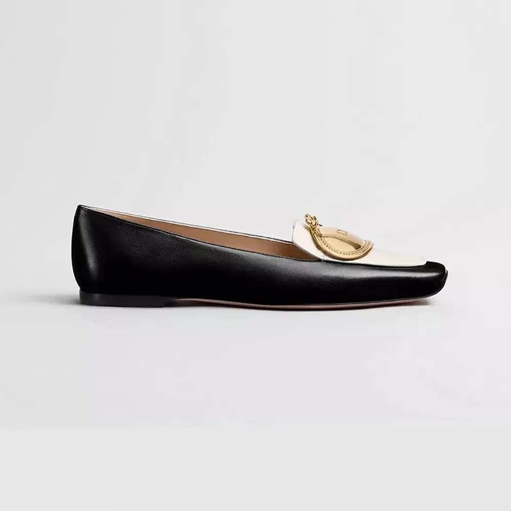 Dior Médaillon Loafer Black and White Lambskin for Women Dior Médaillon Loafer Black and White Lambskin for Women