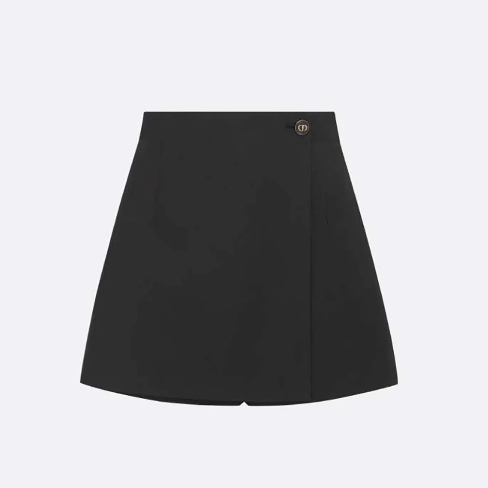 Dior Skort with CD Button Black Wool and Silk for Women Dior Skort with CD Button Black Wool and Silk for Women