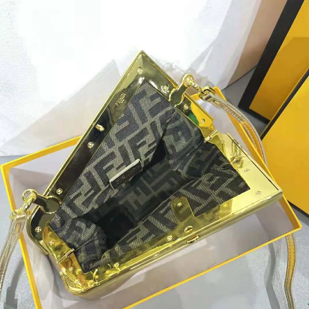Fendi First Small Gold Laminated Leather Bag for Women Fendi First Small Gold Laminated Leather Bag for Women