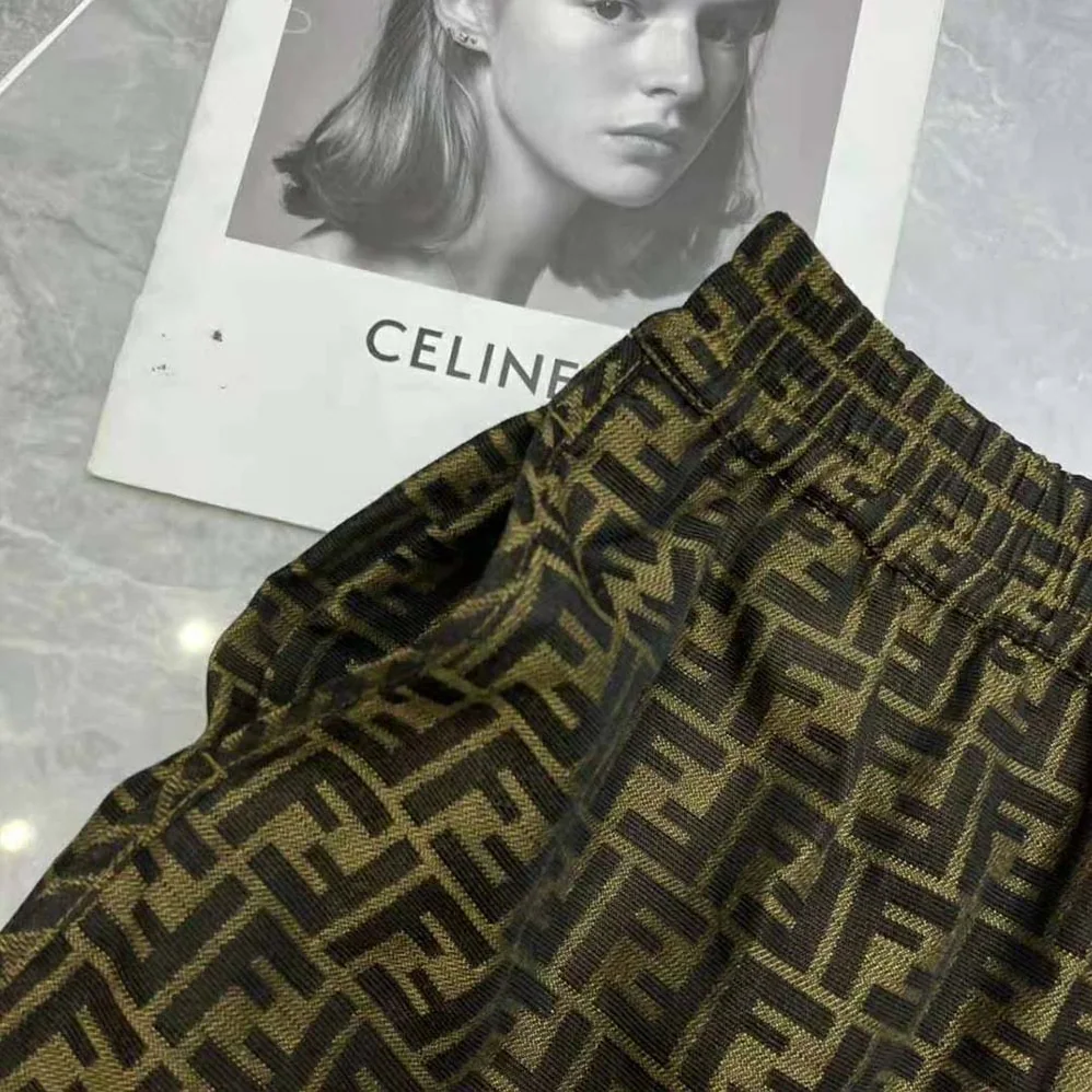Fendi Brown Canvas Shorts with an Elasticated Waist and Side Slits in the Hem for Women