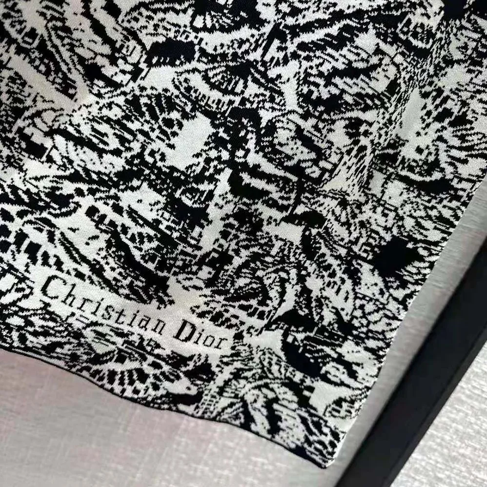 Dior Straight Dress Black and White Technical Jacquard with Allover Butterfly Motif for Women Dior Straight Dress Black and White Technical Jacquard with Allover Butterfly Motif for Women