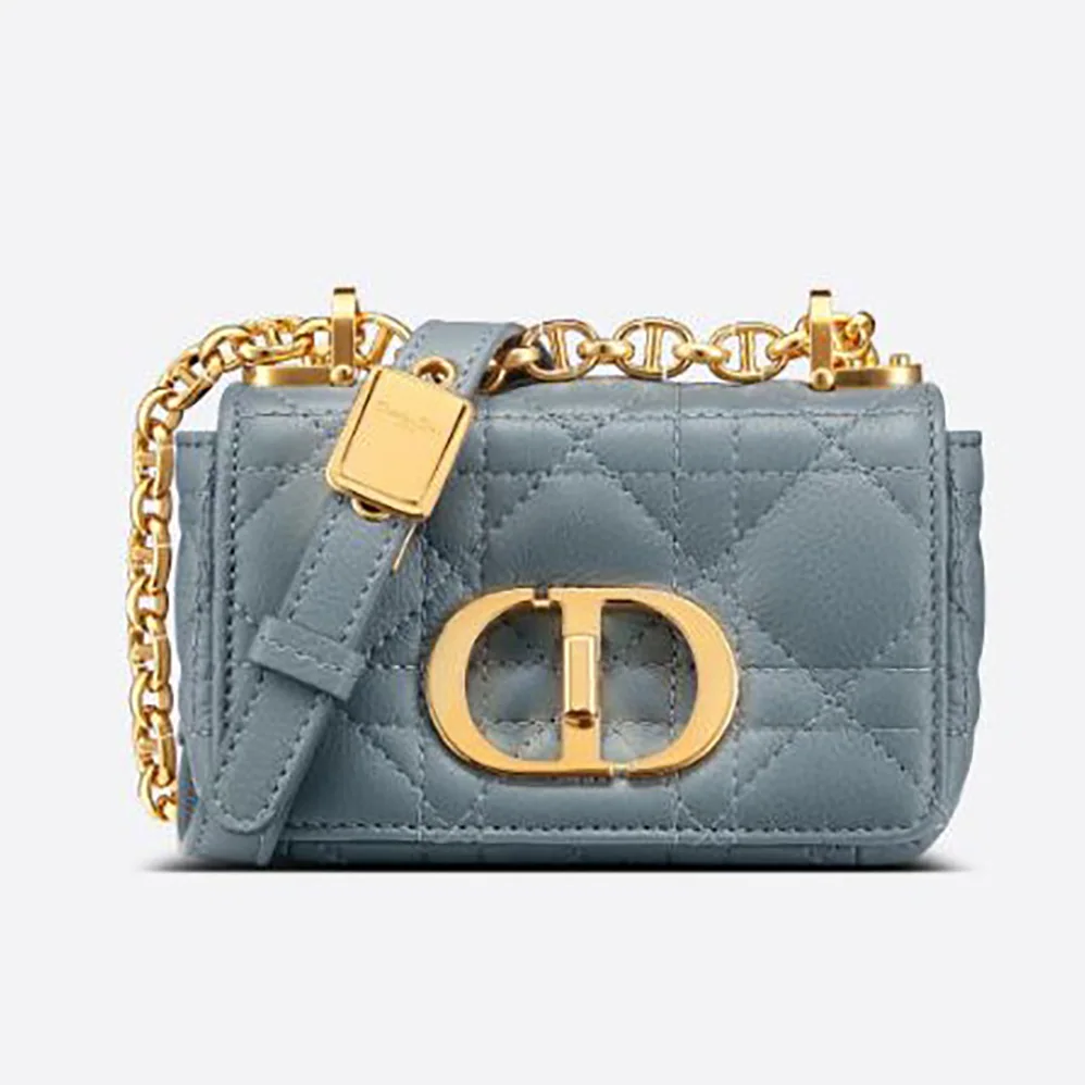 Dior Micro Dior Caro Bag Cloud Blue Supple Cannage Calfskin for Women