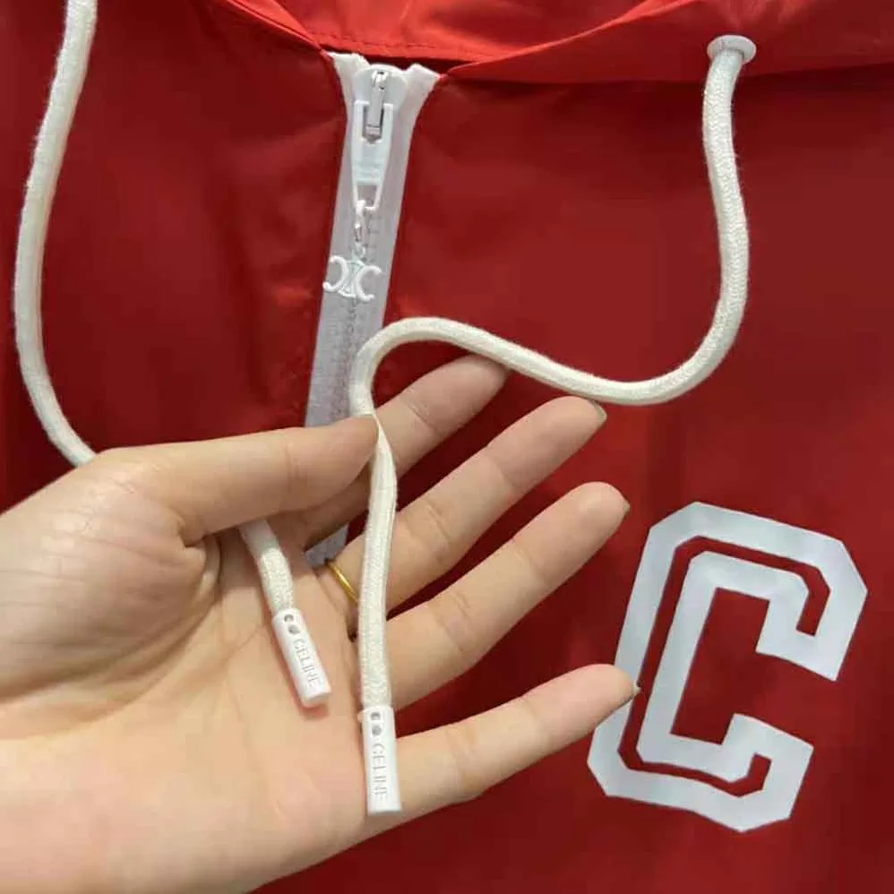 Celine Windbreaker in Lightweight Nylon for Women in Red