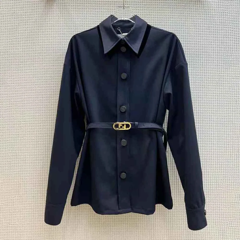 Fendi Single-Breasted Blue Wool Go for Women in To Jacket