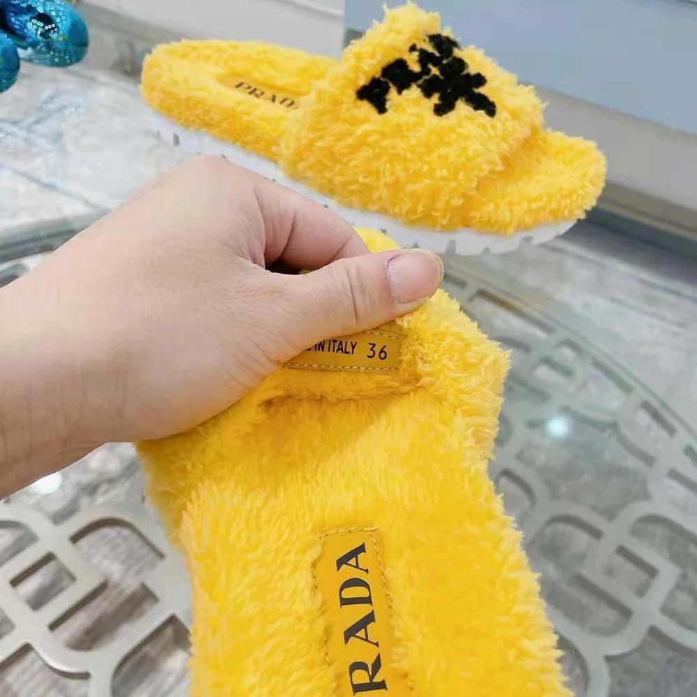 Prada Terry Cloth Slides for Women in Yellow