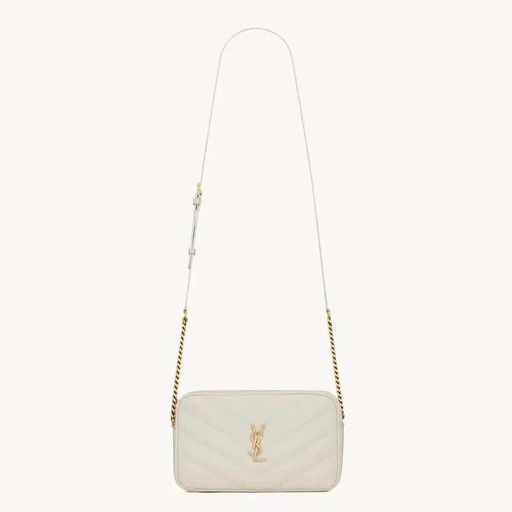 Saint Laurent YSL Loulou Camera Bag In Matelassé Lambskin for Women in White Saint Laurent YSL Loulou Camera Bag In Matelassé Lambskin for Women in White