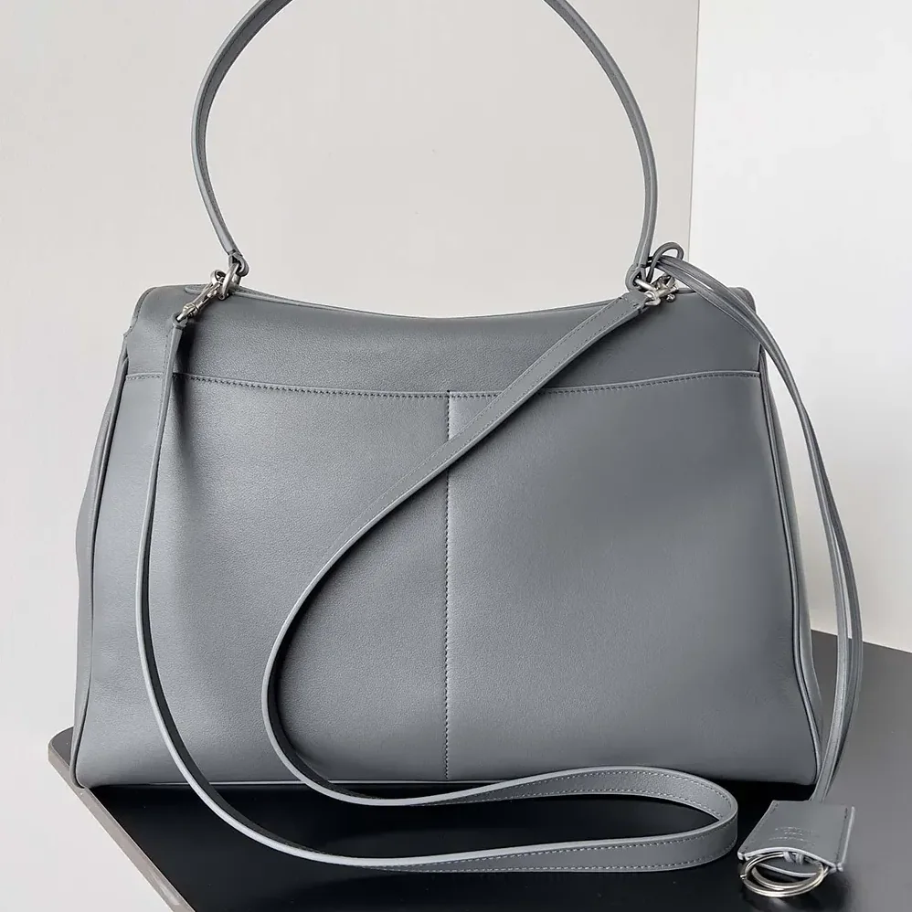 Balenciaga Rodeo Medium Handbag in Grey Smooth Calfskin for Women in Silver