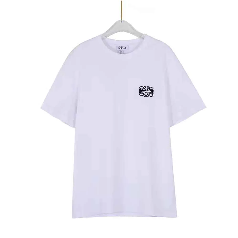 Loewe Anagram Embroidered T-shirt in Cotton for Women in White Loewe Anagram Embroidered T-shirt in Cotton for Women in White