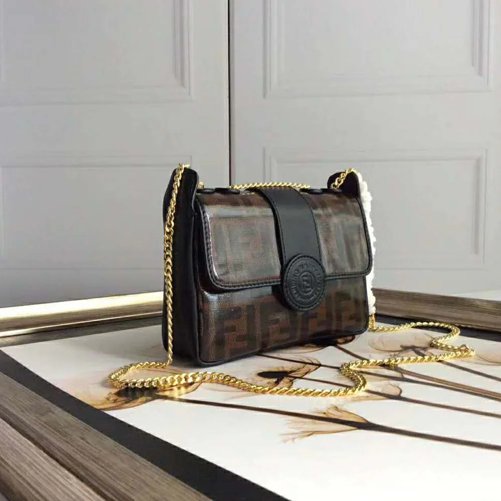 Fendi Mini Double F Brown Canvas Bag for Women Fendi Mini Double F Brown Canvas Bag for Women