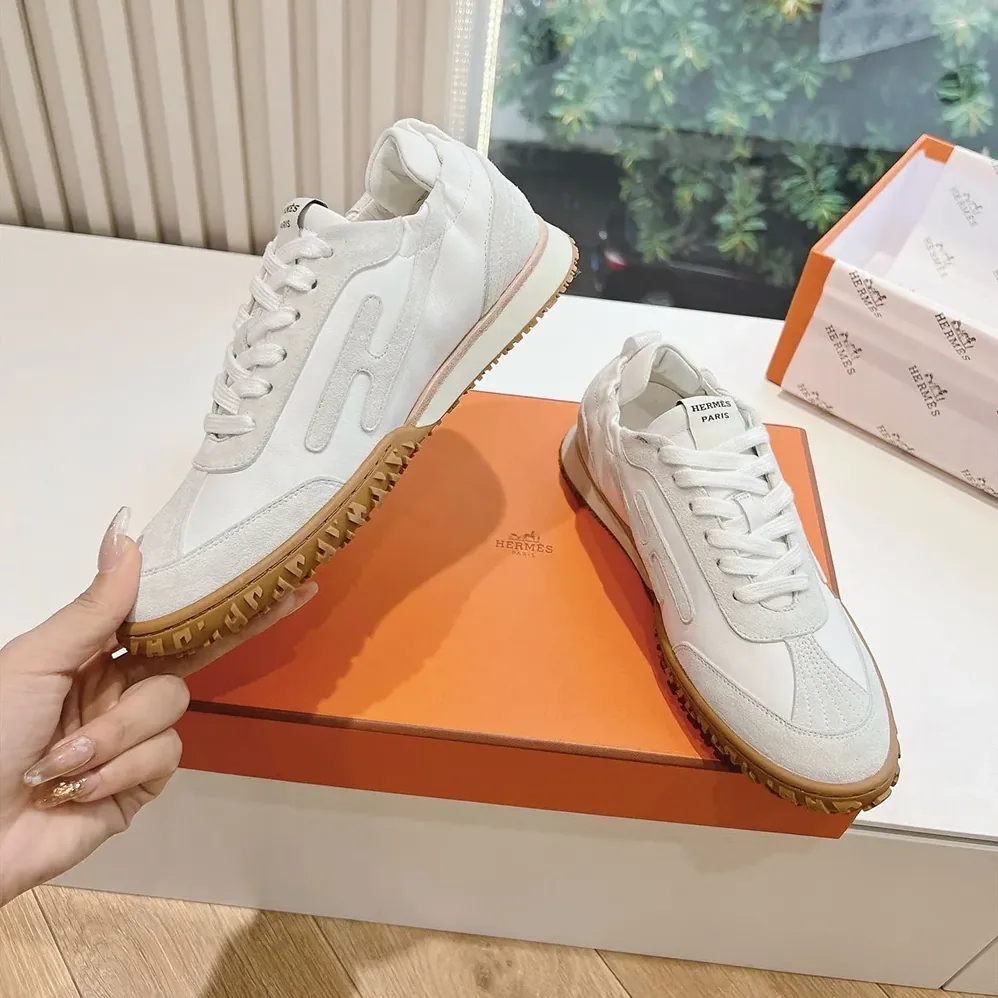 Hermes Jet Sneaker in Technical Canvas and Suede Goatskin for Unisex in White Hermes Jet Sneaker in Technical Canvas and Suede Goatskin for Unisex in White