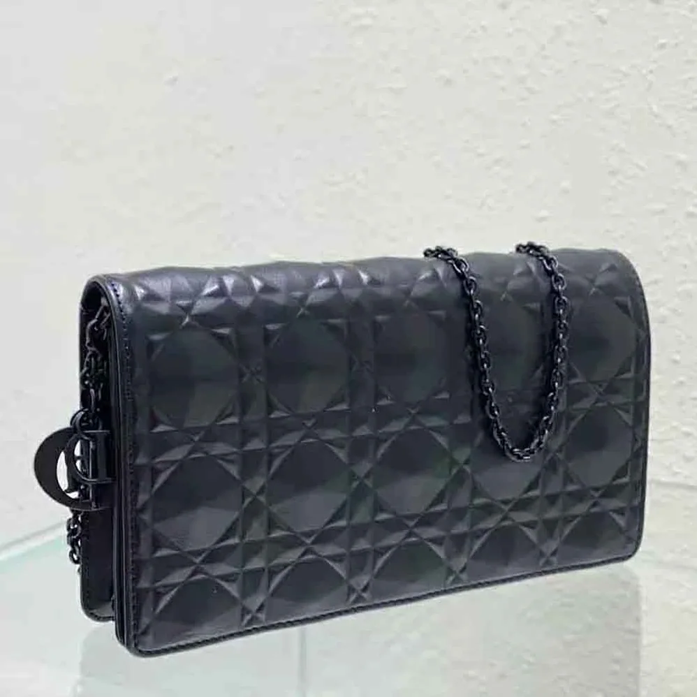 Dior Lady Dior Pouch Black Cannage Calfskin with Diamond Motif for Women Dior Lady Dior Pouch Black Cannage Calfskin with Diamond Motif for Women