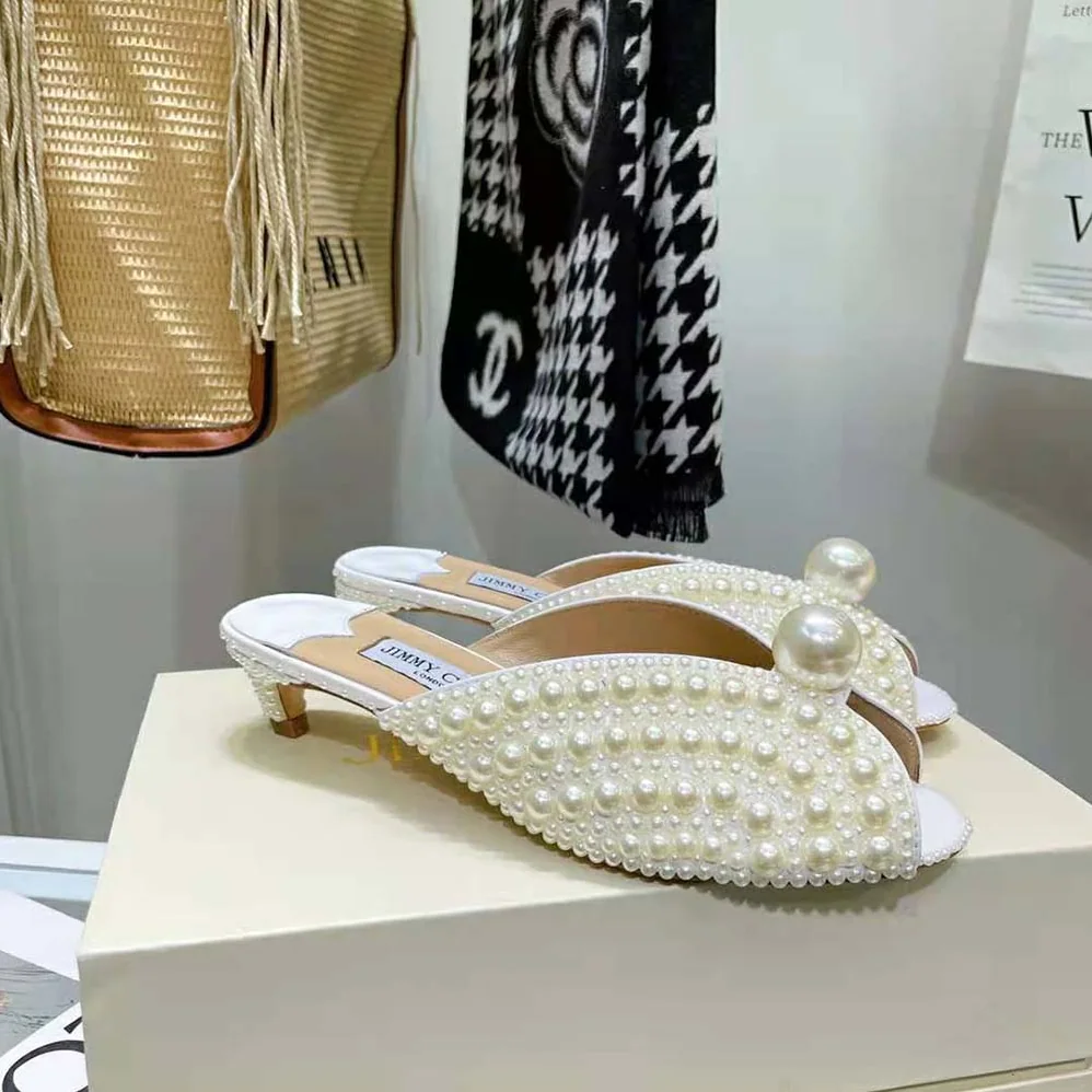 Jimmy Choo Samantha 35 White Satin Mules with All for Women in Over Pearls Jimmy Choo Samantha 35 White Satin Mules with All for Women in Over Pearls