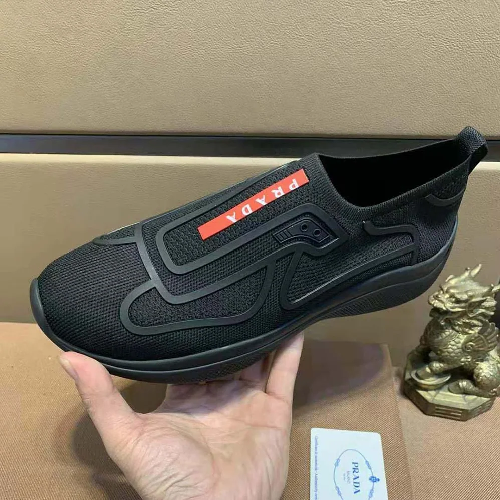 Prada Bike Knit Sneakers for Men in Black