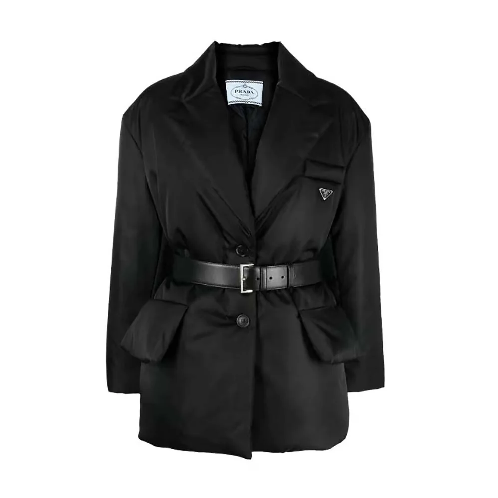Prada Re-Nylon Gabardine Puffer Jacket for Women in Black