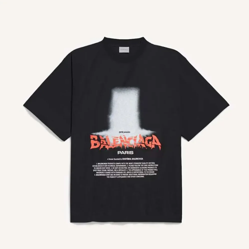 Balenciaga The Door Oversized T-Shirt in Black Dry Jersey for Men Balenciaga The Door Oversized T-Shirt in Black Dry Jersey for Men