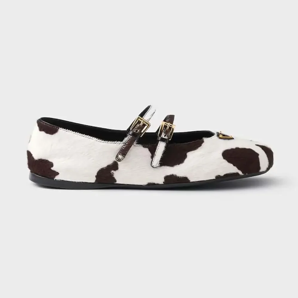 Prada Printed Leather Ballerinas for Women Prada Printed Leather Ballerinas for Women