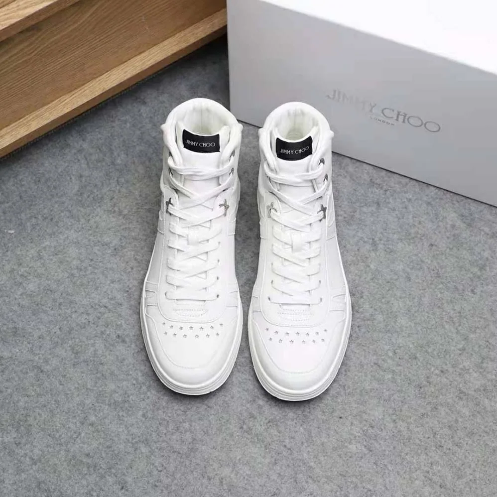 Jimmy Choo Hawaii Hi Top/M White Calf Leather High Top Trainers for Men Jimmy Choo Hawaii Hi Top/M White Calf Leather High Top Trainers for Men