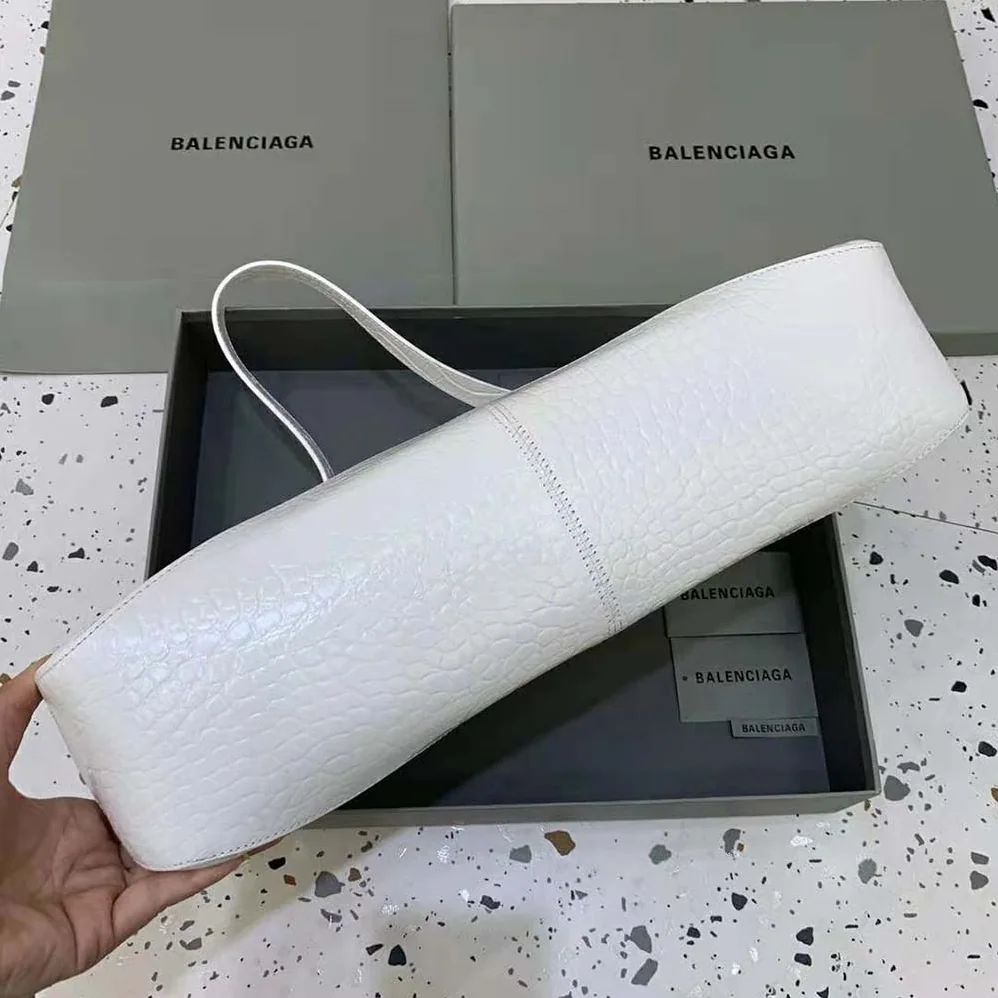 Balenciaga XX XL Flap Bag Crocodile Embossed in White for Women Balenciaga XX XL Flap Bag Crocodile Embossed in White for Women