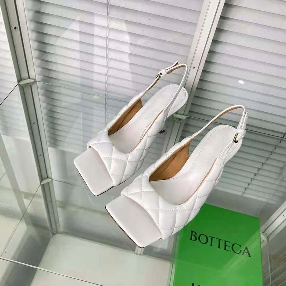 Bottega Veneta Padded Slingback Sandal in 9 cm Heel Height for Women in White