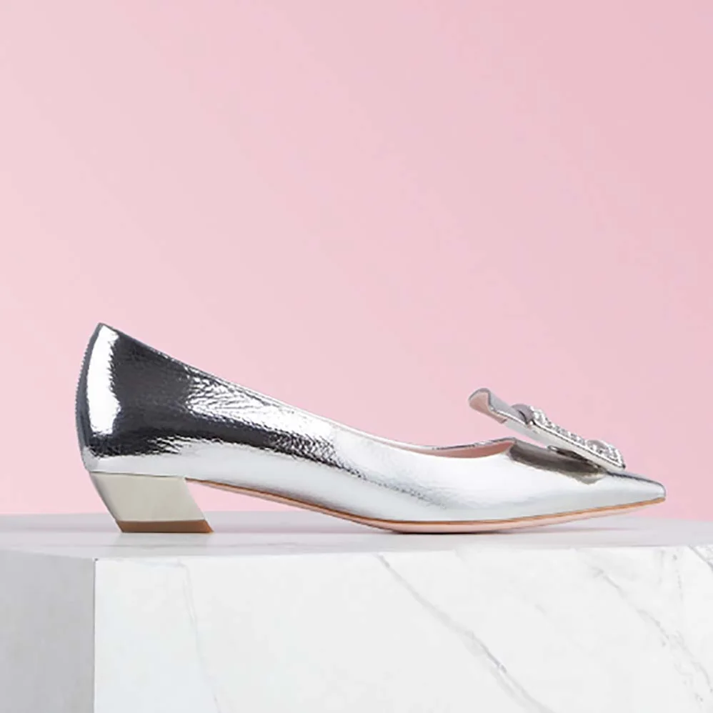 Roger Vivier Shoes Gommettine Strass Buckle Ballerinas 25mm Heel for Women Roger Vivier Shoes Gommettine Strass Buckle Ballerinas 25mm Heel for Women