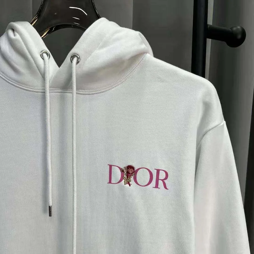 Dior Oversized Dior Jardin Hooded Sweatshirt White Cotton Fleece for Men Dior Oversized Dior Jardin Hooded Sweatshirt White Cotton Fleece for Men