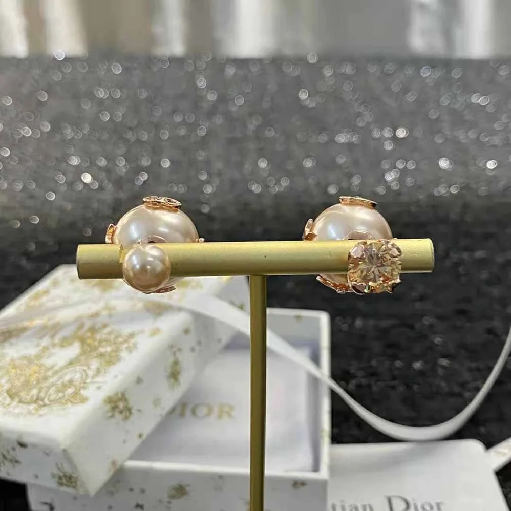 Dior Dior Tribales Earrings Pink-Finish Metal with Pink Resin Pearls and a Pink Crystal for Women