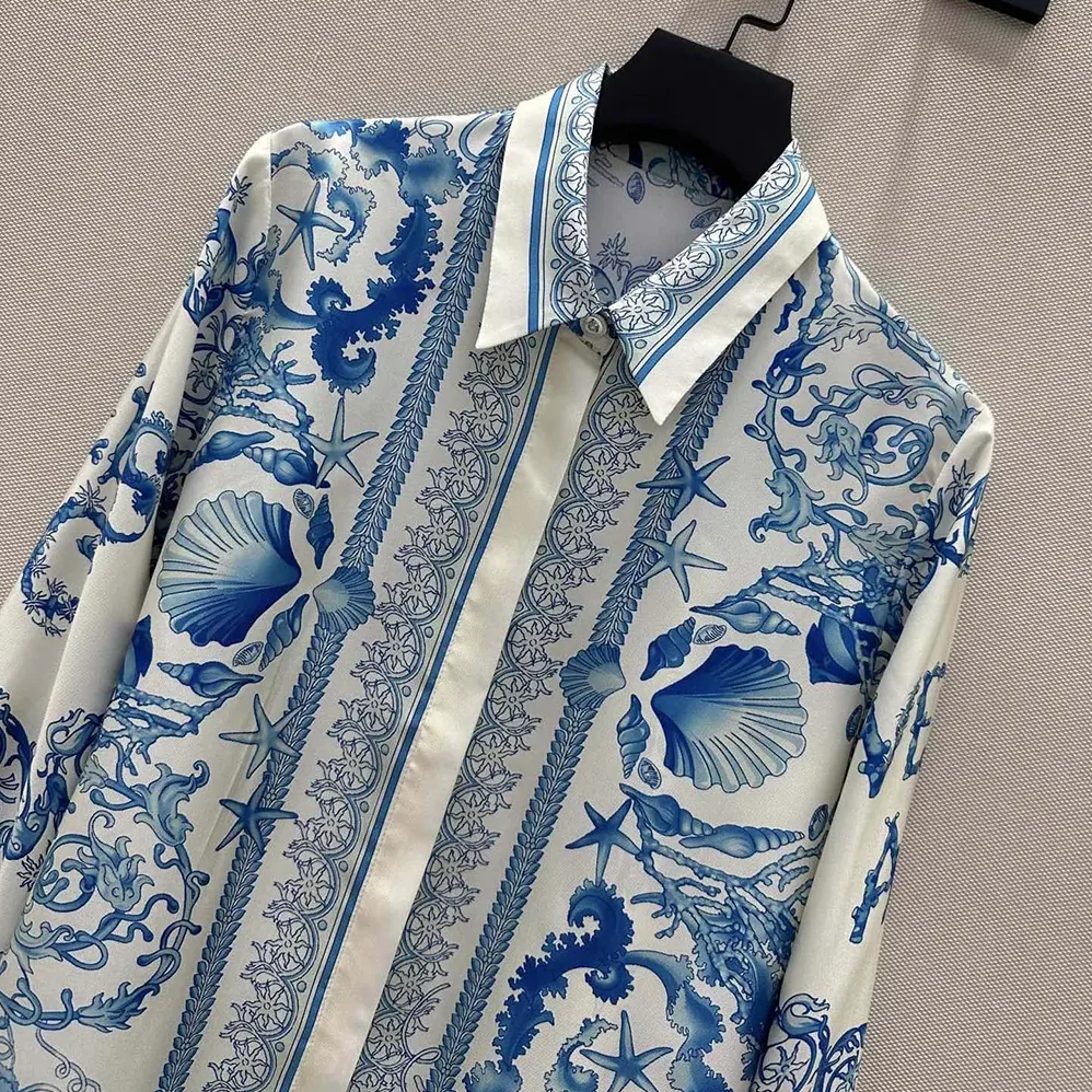 Versace Underwater Barocco Crêpe Fitted Shirt for Women