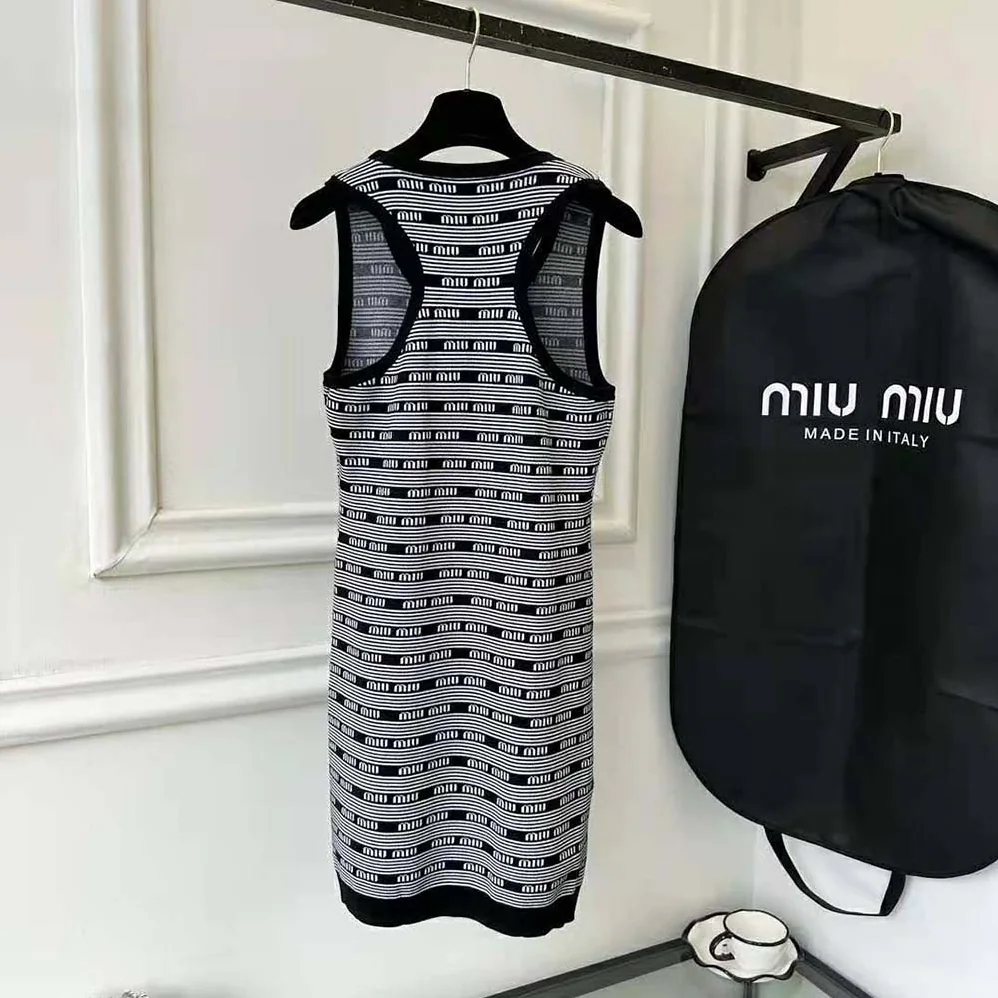 Miu Miu Viscose Mini for Women in Dress with Jacquard Logo