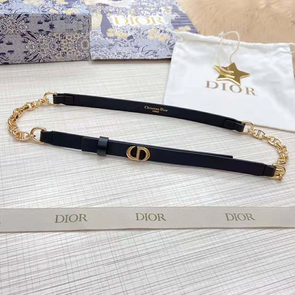 Dior Caro Belt Black Smooth Calfskin with Shiny Gold-Finish Metal 15 MM for Women Dior Caro Belt Black Smooth Calfskin with Shiny Gold-Finish Metal 15 MM for Women
