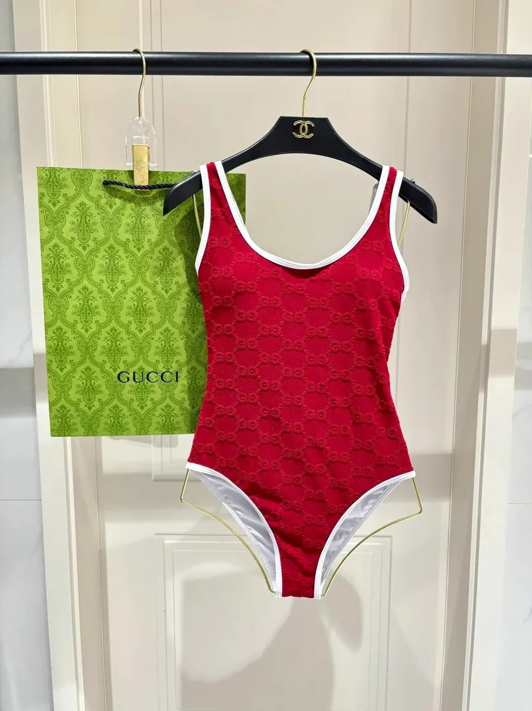 Gucci GG Jacquard One in Piece Swimsuit Red