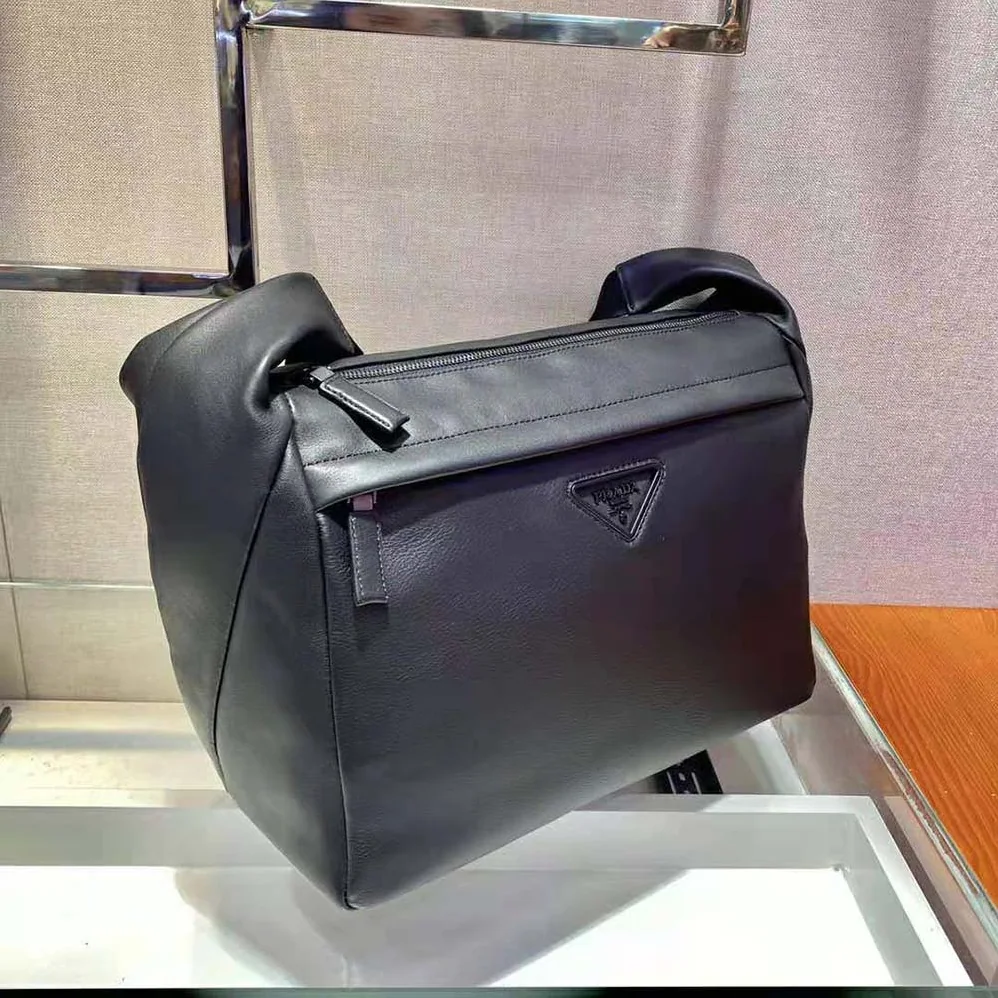 Prada Soft Leather Shoulder Bag for Men in Black Prada Soft Leather Shoulder Bag for Men in Black