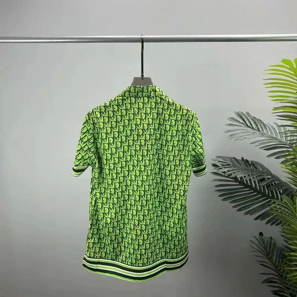 Dior Chez Moi Short-Sleeved Shirt Green Dior Oblique Silk Twill for Men Dior Chez Moi Short-Sleeved Shirt Green Dior Oblique Silk Twill for Men