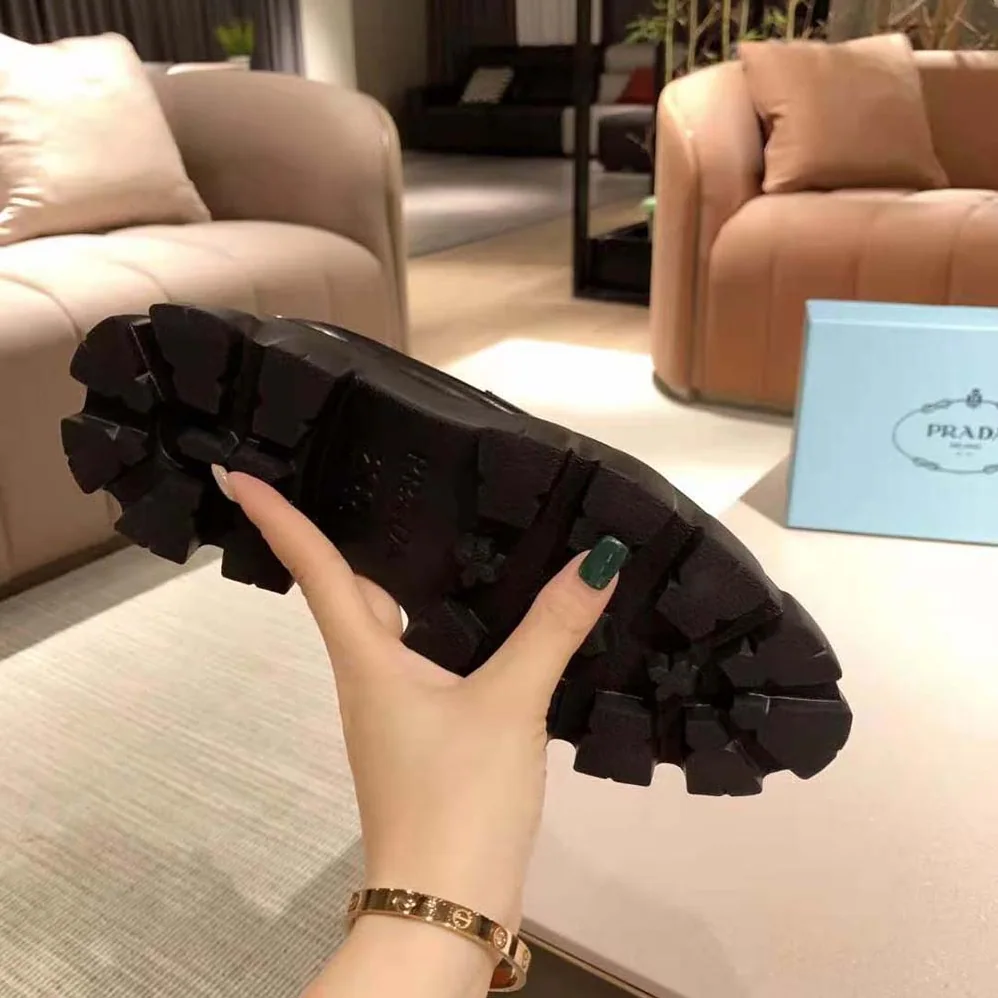 Prada Monolith Pointy Brushed Leather Loafer for Women Prada Monolith Pointy Brushed Leather Loafer for Women