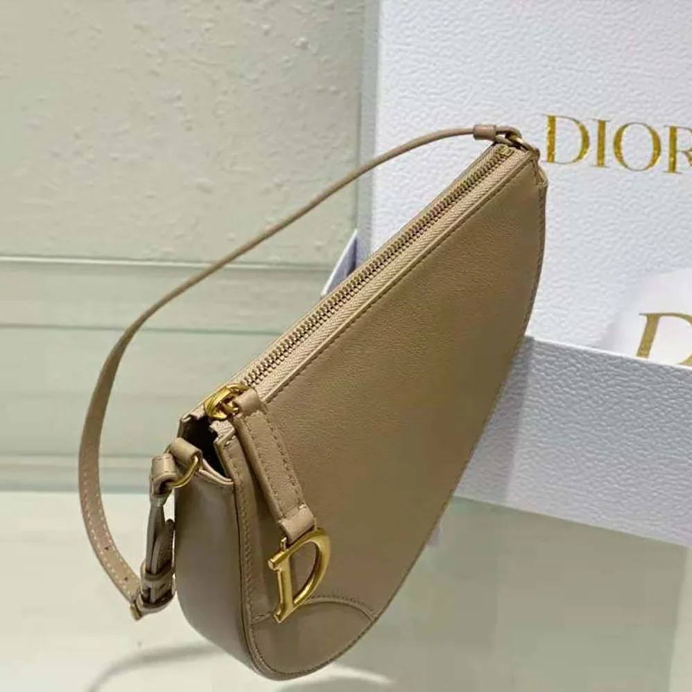 Dior Saddle Shoulder Pouch Biscuit Goatskin for Women