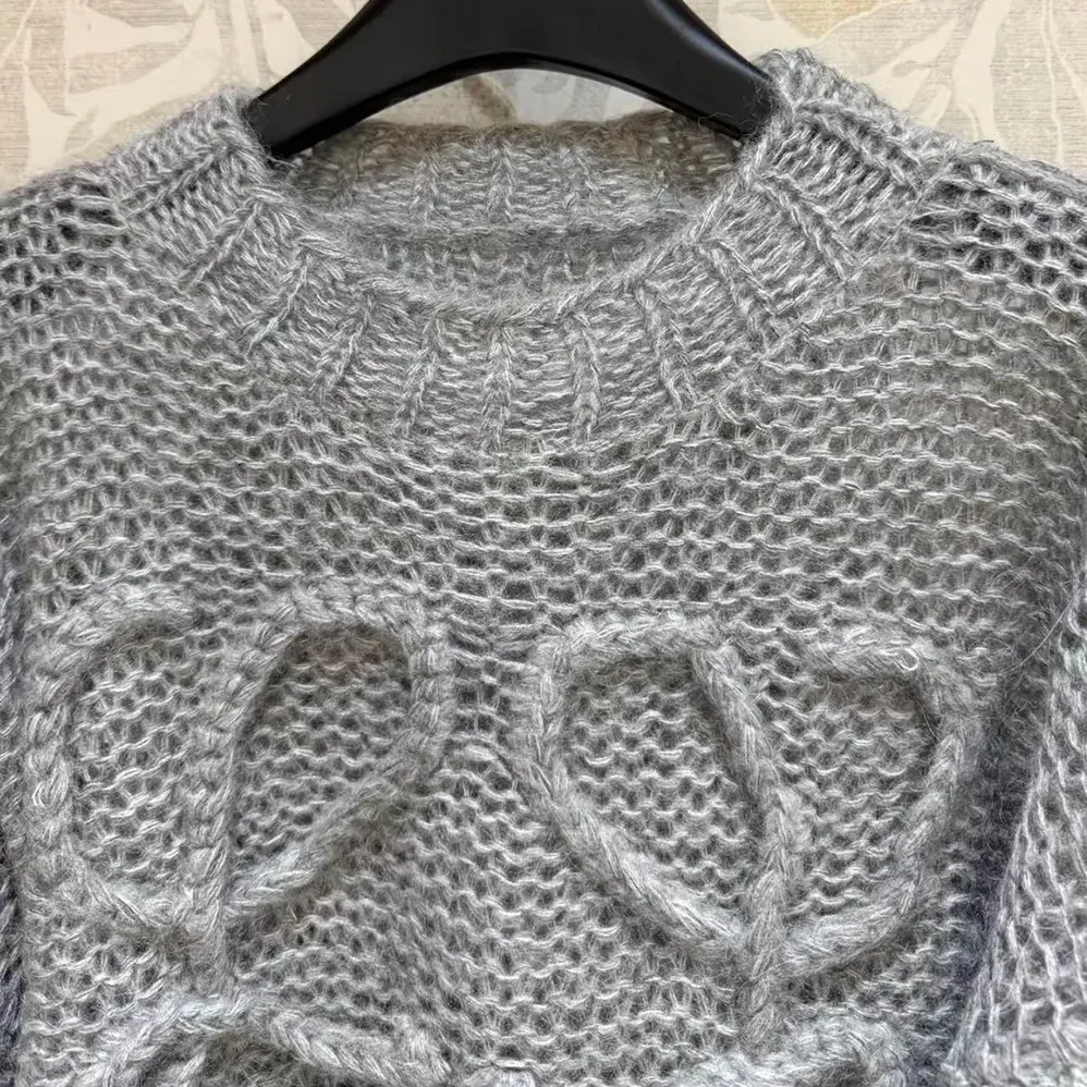 Loewe Anagram Sweater in Mohair for Women in Grey Loewe Anagram Sweater in Mohair for Women in Grey