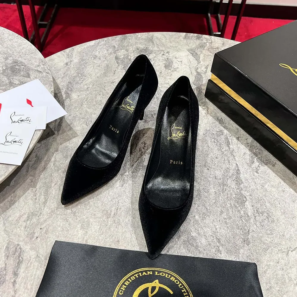 Christian Louboutin Kate 85 mm Pumps Veau Velours for Women in Black Christian Louboutin Kate 85 mm Pumps Veau Velours for Women in Black
