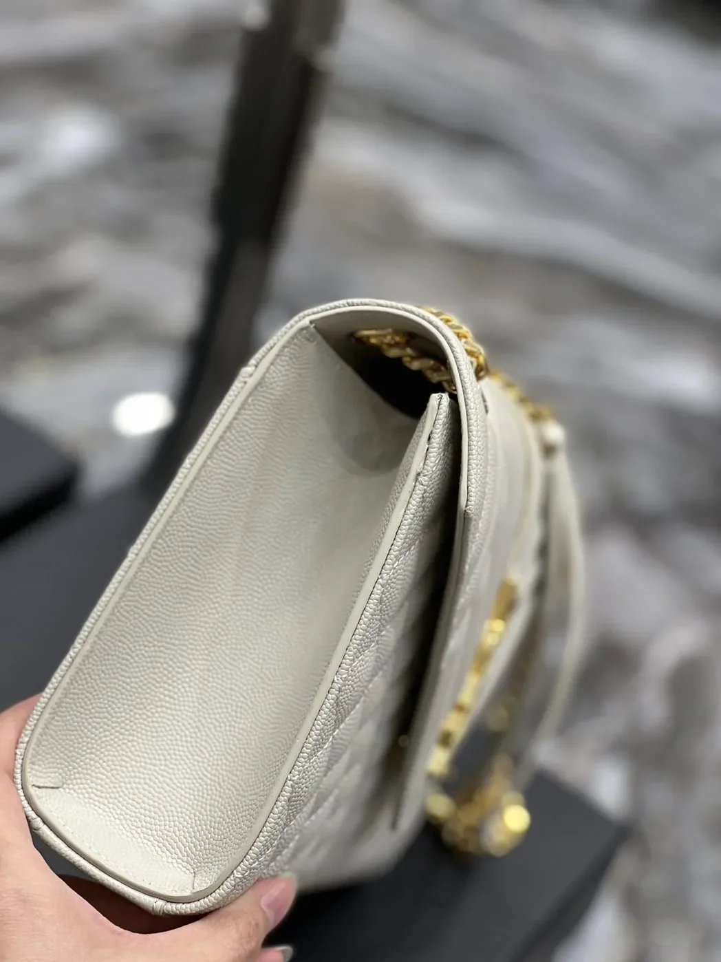 Saint Laurent Envelope Medium Chain Bag White Saint Laurent Envelope Medium Chain Bag White