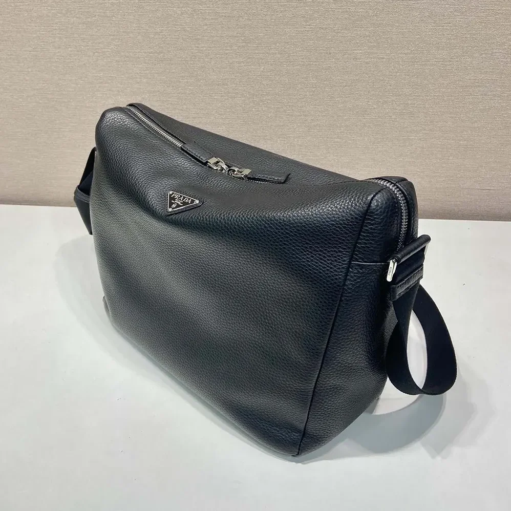 Prada Leather Shoulder Bag for Men in Black
