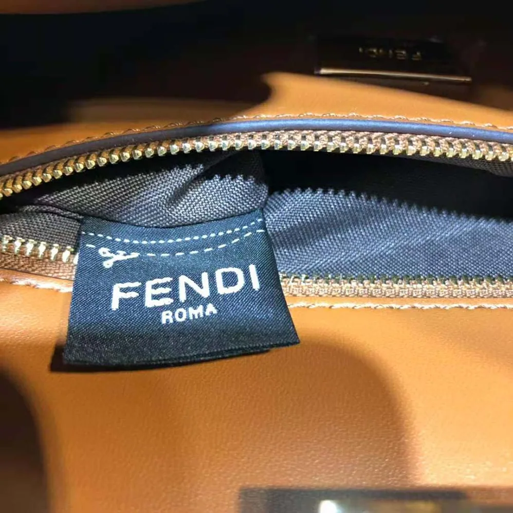 Fendi Peekaboo Iconic Essentially Check Interlace Bag for Women in Brown Fendi Peekaboo Iconic Essentially Check Interlace Bag for Women in Brown