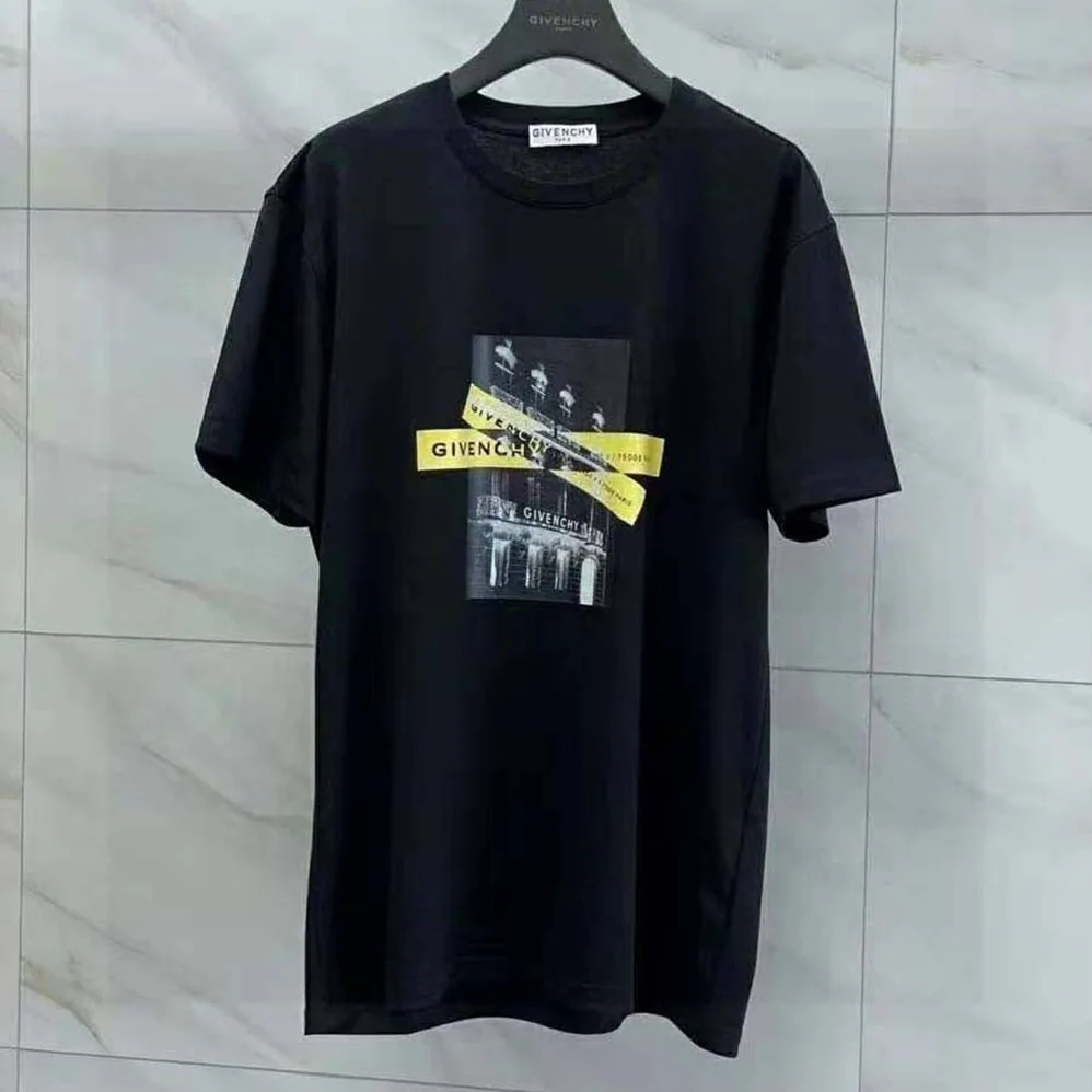 Givenchy Contrasted Black Jersey T-shirt with Black and White Photo Print for Men Givenchy Contrasted Black Jersey T-shirt with Black and White Photo Print for Men