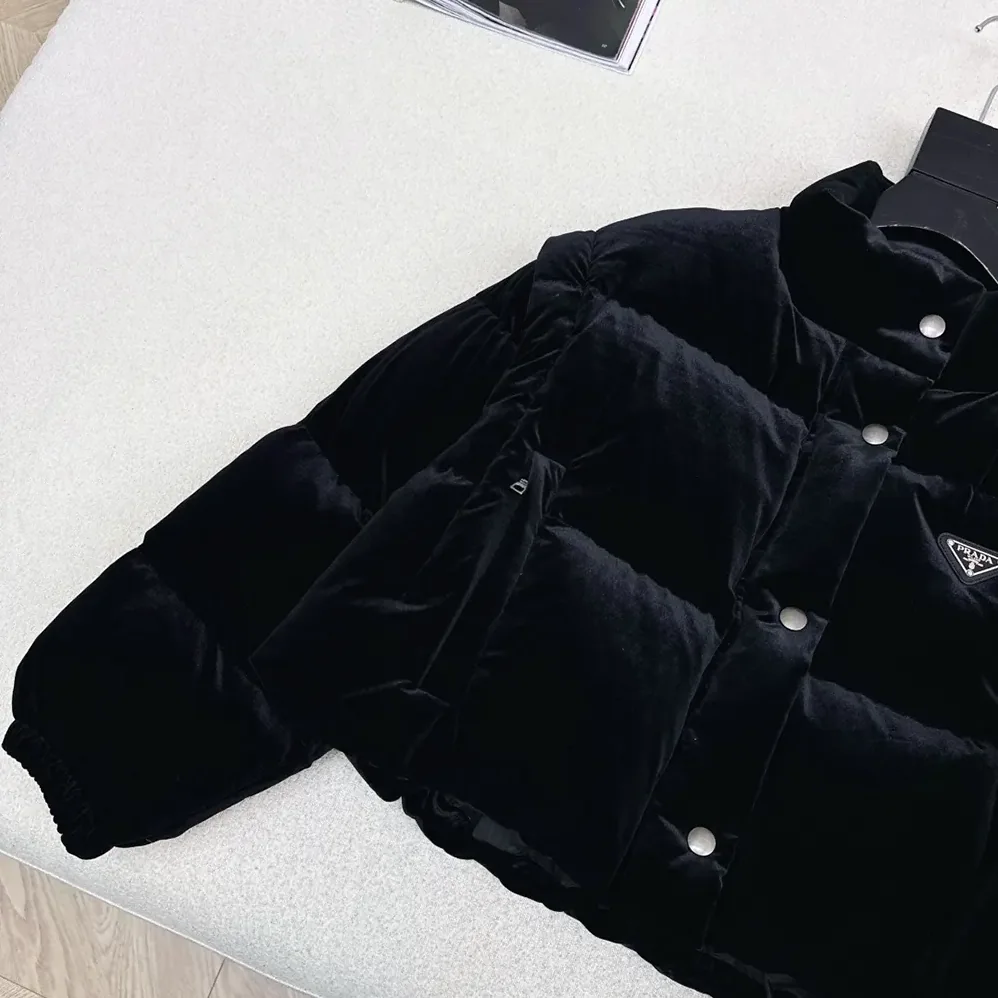 Prada Velvet Down Jacket for Women in Black