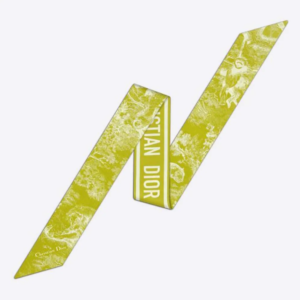Dior Toile DE Jouy Reverse Mitzah Scarf Silk Twill for Women in Lime Dior Toile DE Jouy Reverse Mitzah Scarf Silk Twill for Women in Lime
