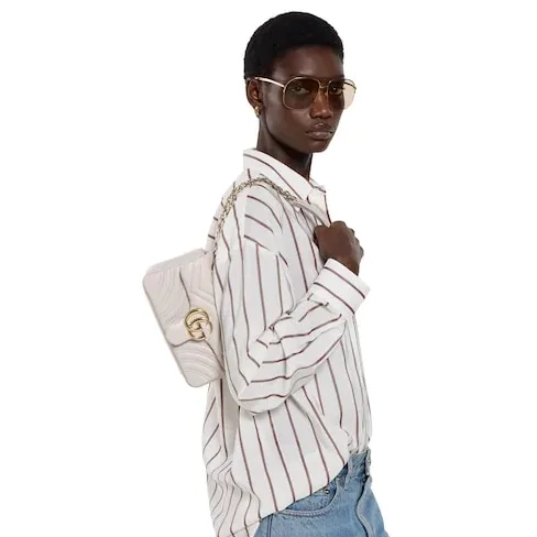 Gucci Marmont Small Shoulder Bag in Light Grey Gold Hardware Gucci Marmont Small Shoulder Bag in Light Grey Gold Hardware