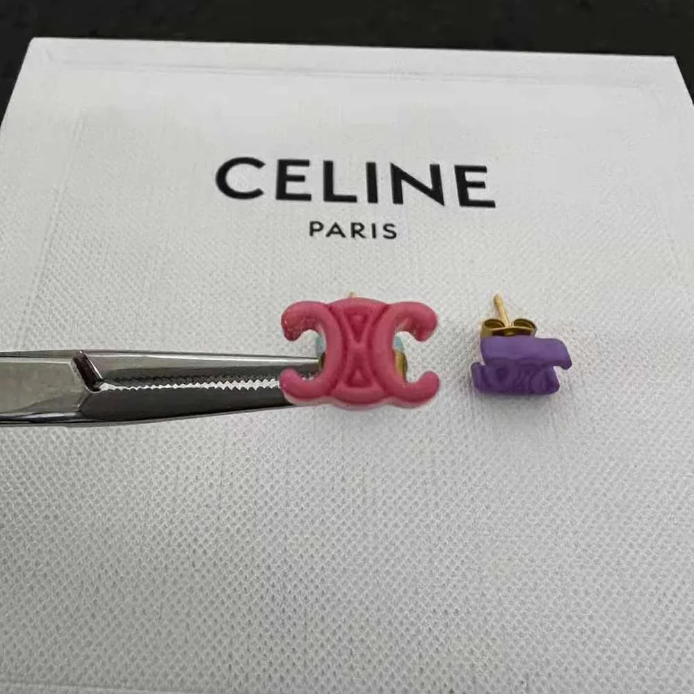 Celine Baby Set of 3 Studs in Brass with Gold Finish and Plexiglass for Women Celine Baby Set of 3 Studs in Brass with Gold Finish and Plexiglass for Women