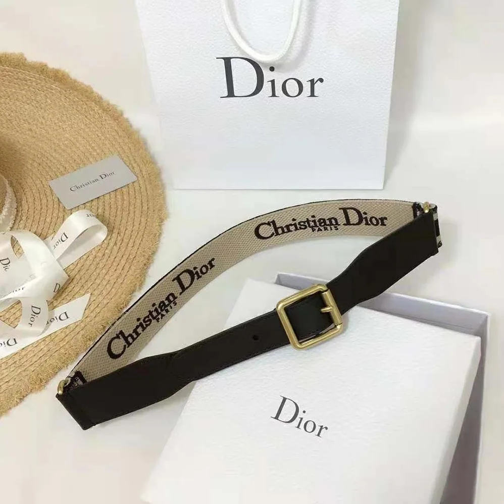 Dior Christian Dior Belt Blue and Cream Christian Dior Embroidered Canvas for Women Dior Christian Dior Belt Blue and Cream Christian Dior Embroidered Canvas for Women