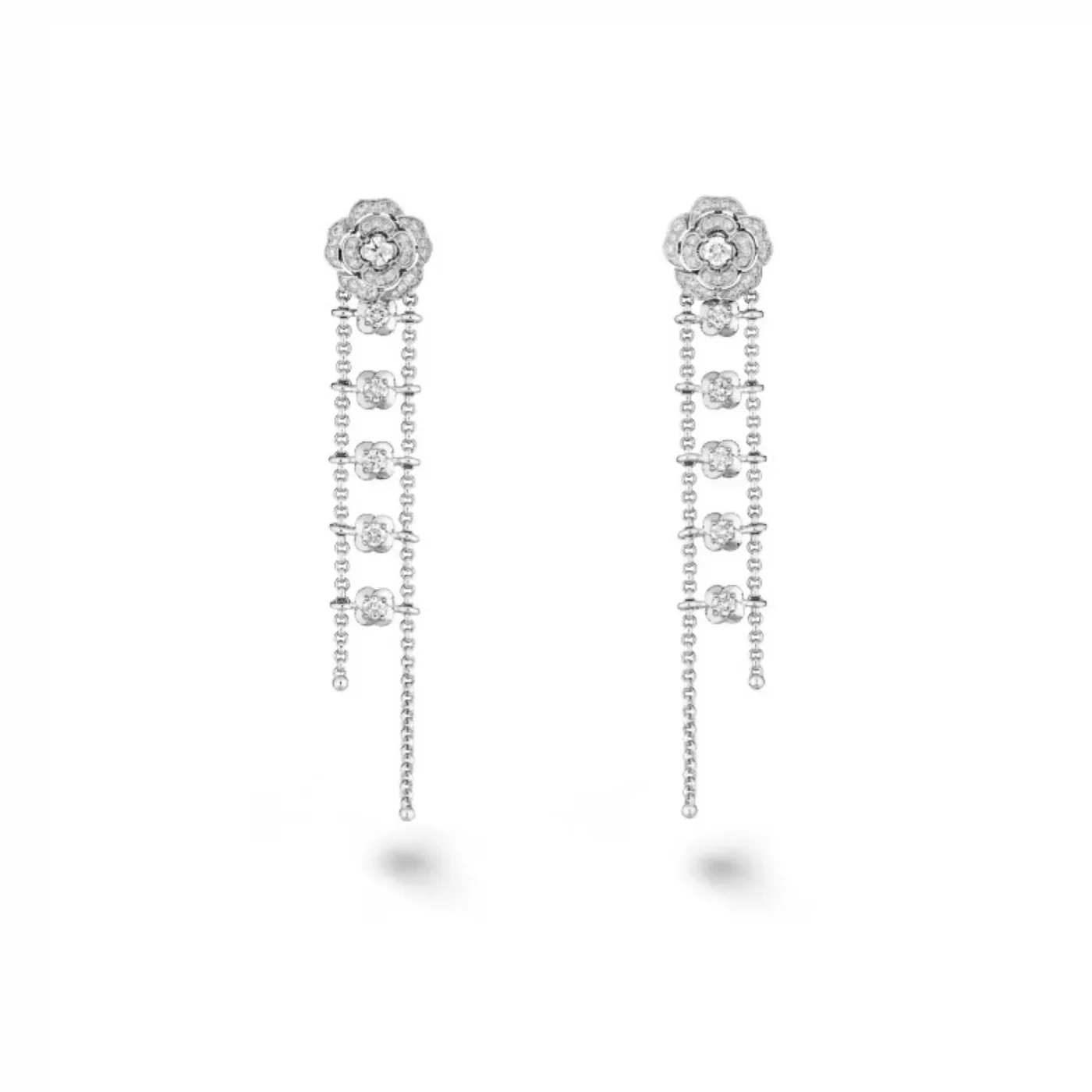Chanel Bouton De Camélia Transformable Earrings White Gold
