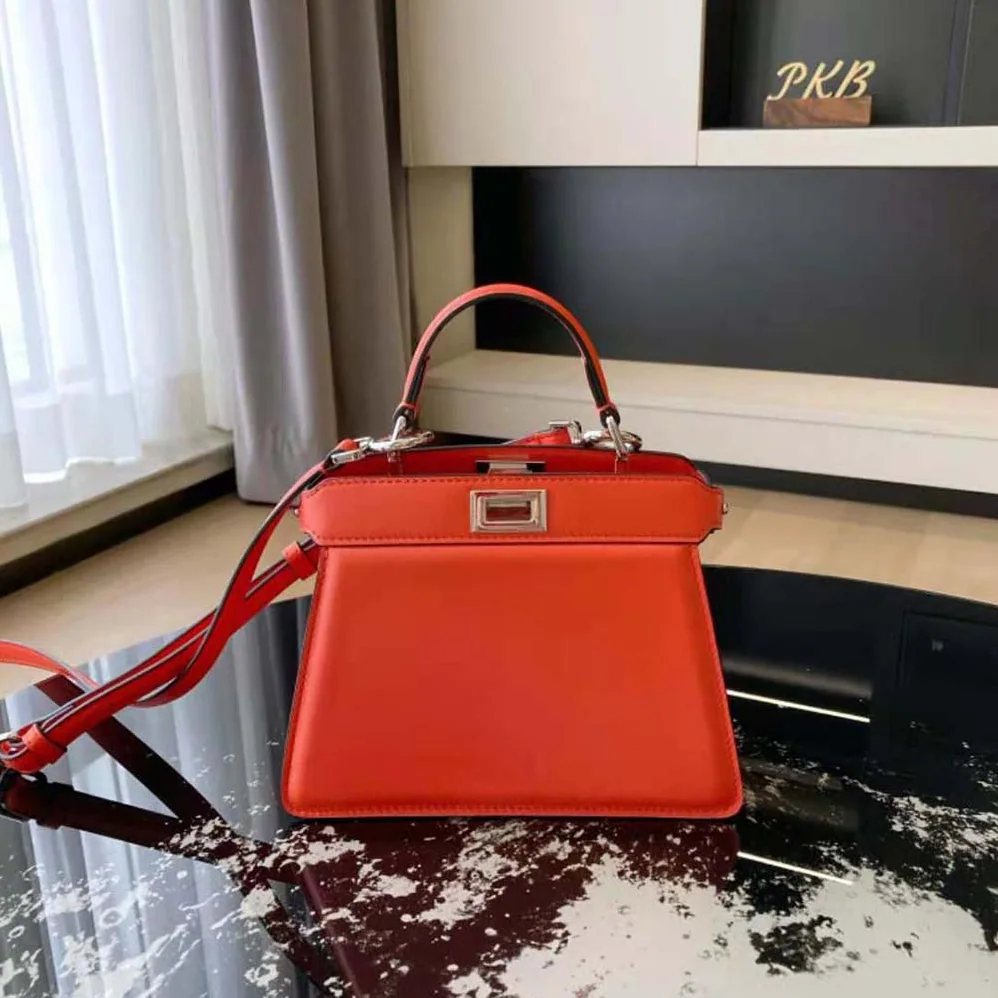 Fendi Peekaboo ISeeU Petite Orange Padded Nappa Leather Bag for Women Fendi Peekaboo ISeeU Petite Orange Padded Nappa Leather Bag for Women